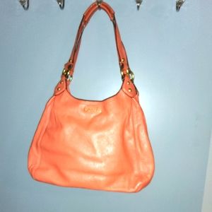 Coach Coral Pebble Leather 3 Compartment Purse